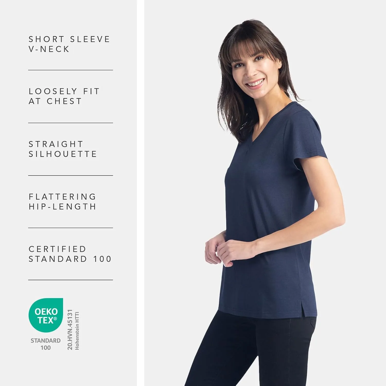 Fishers Finery Women's Ecofabric Short Sleeve Classic Fit V Neck Tee