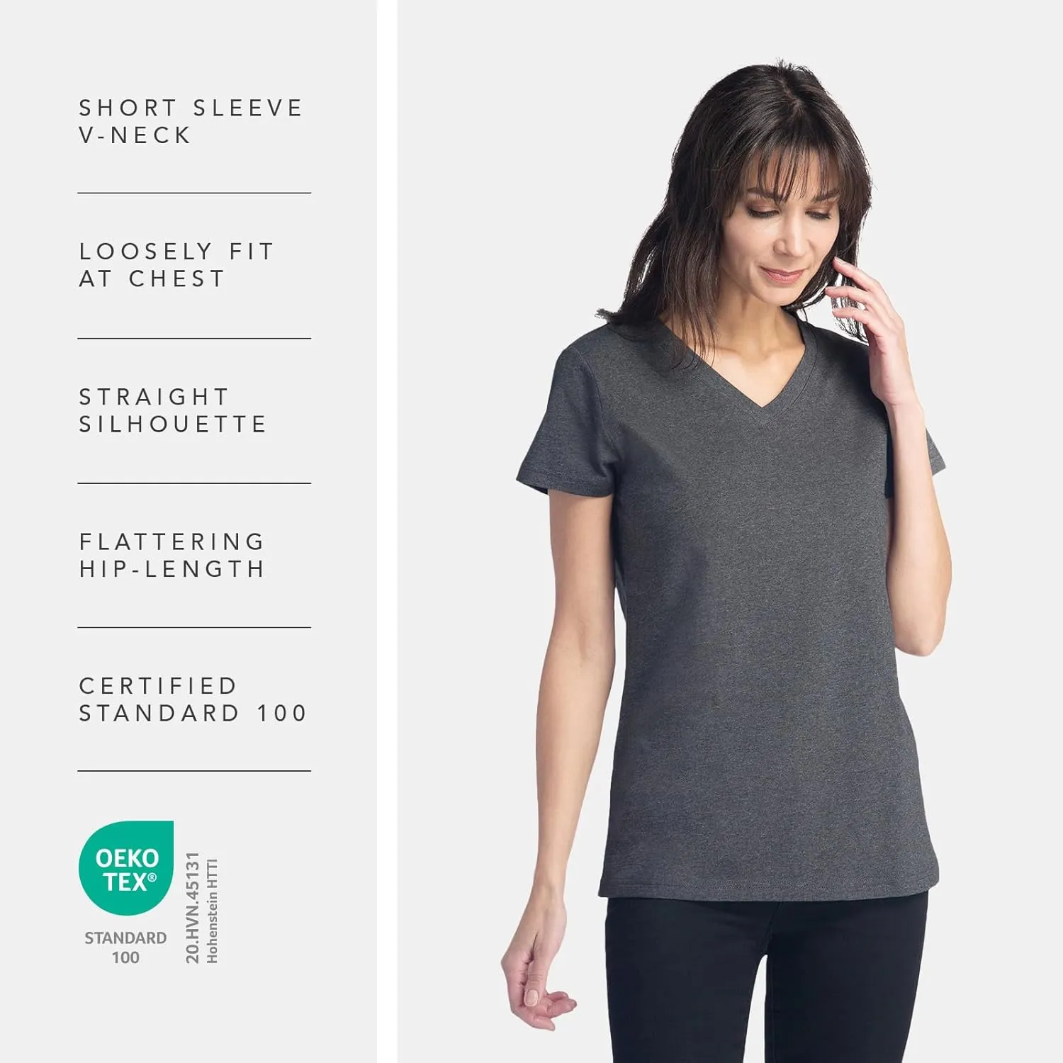 Fishers Finery Women's Ecofabric Short Sleeve Classic Fit V Neck Tee