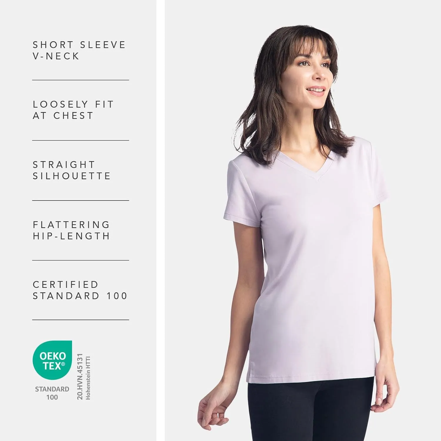 Fishers Finery Women's Ecofabric Short Sleeve Classic Fit V Neck Tee
