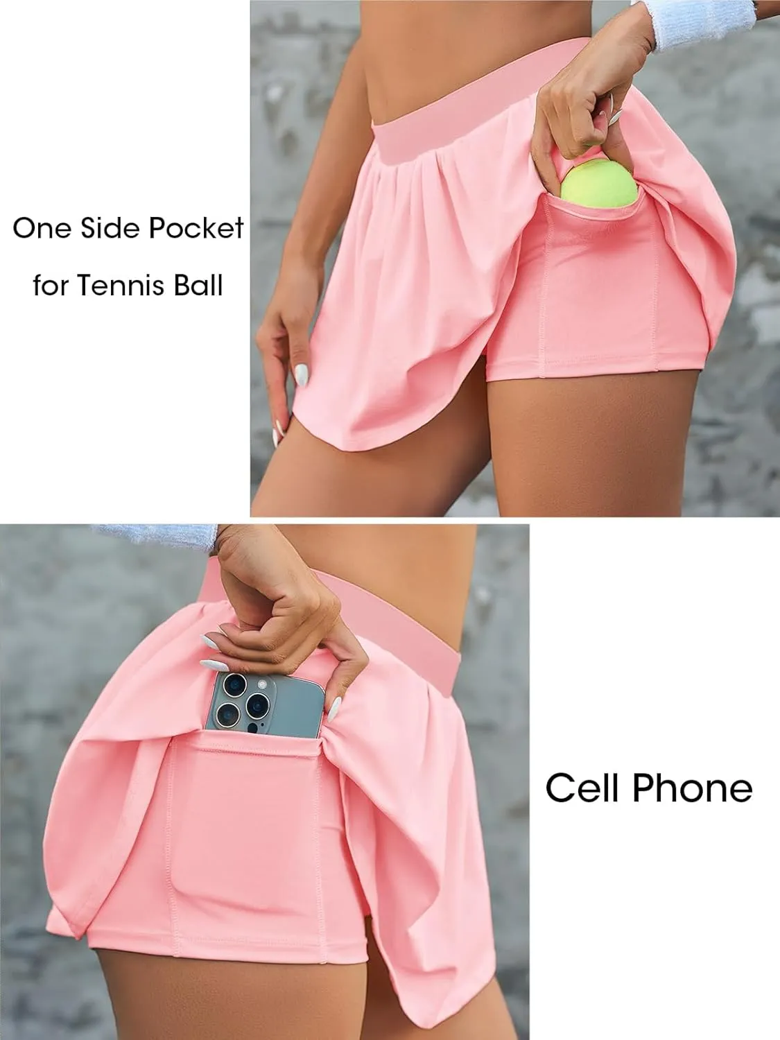 Fisoew Womens Tennis Skirt Built-in Shorts Workout High Waisted Active Running Skorts Skirts with Pockets