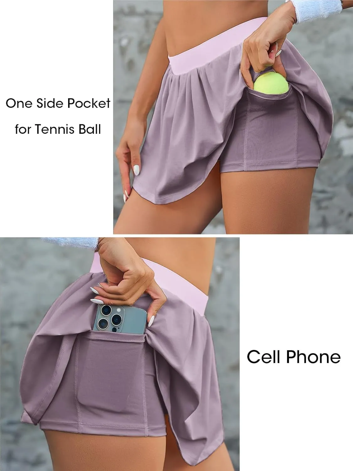 Fisoew Womens Tennis Skirt Built-in Shorts Workout High Waisted Active Running Skorts Skirts with Pockets
