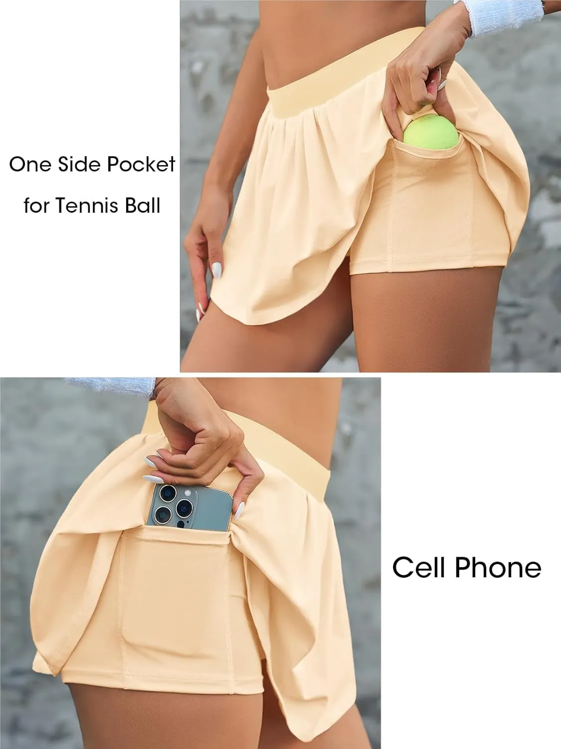 Fisoew Womens Tennis Skirt Built-in Shorts Workout High Waisted Active Running Skorts Skirts with Pockets