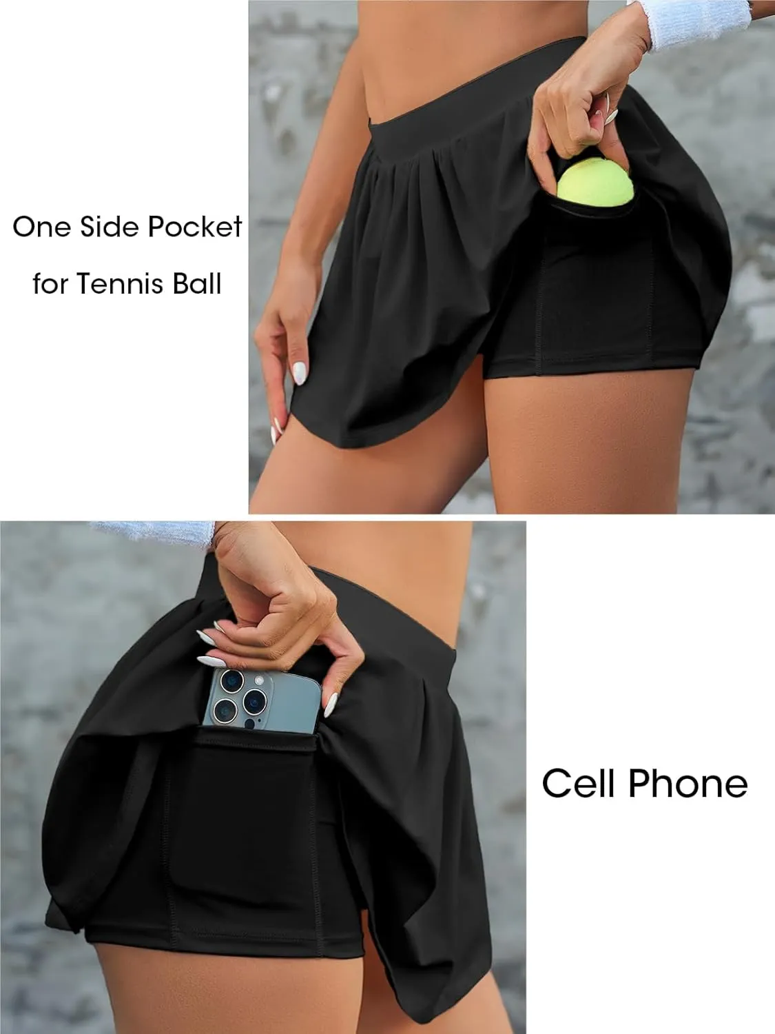 Fisoew Womens Tennis Skirt Built-in Shorts Workout High Waisted Active Running Skorts Skirts with Pockets