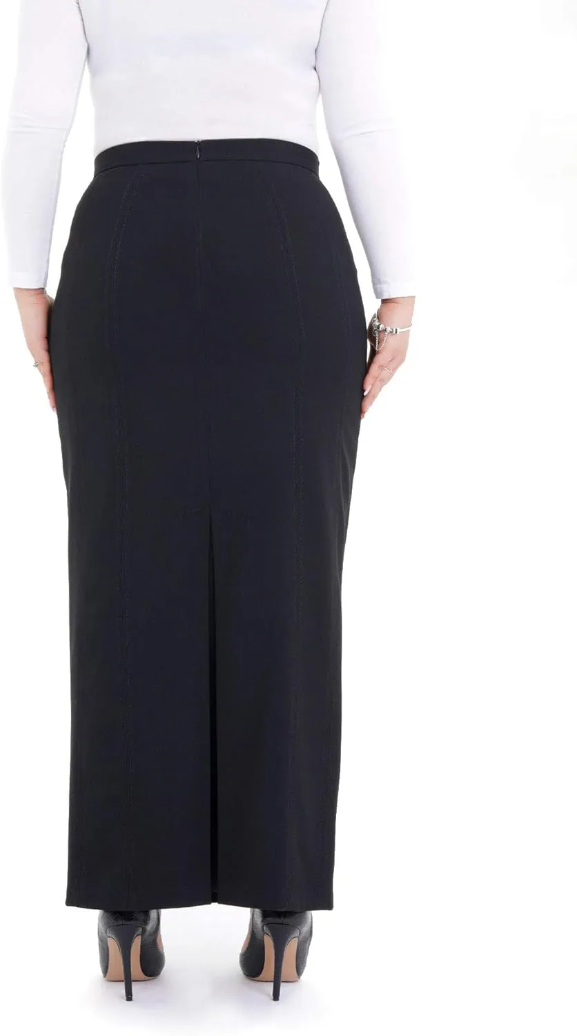 G-Line Women's Maxi Pencil Skirts Kick Pleated on Back Side High Waist Elegant Business Long Dress Skirt Regular to Plus Size