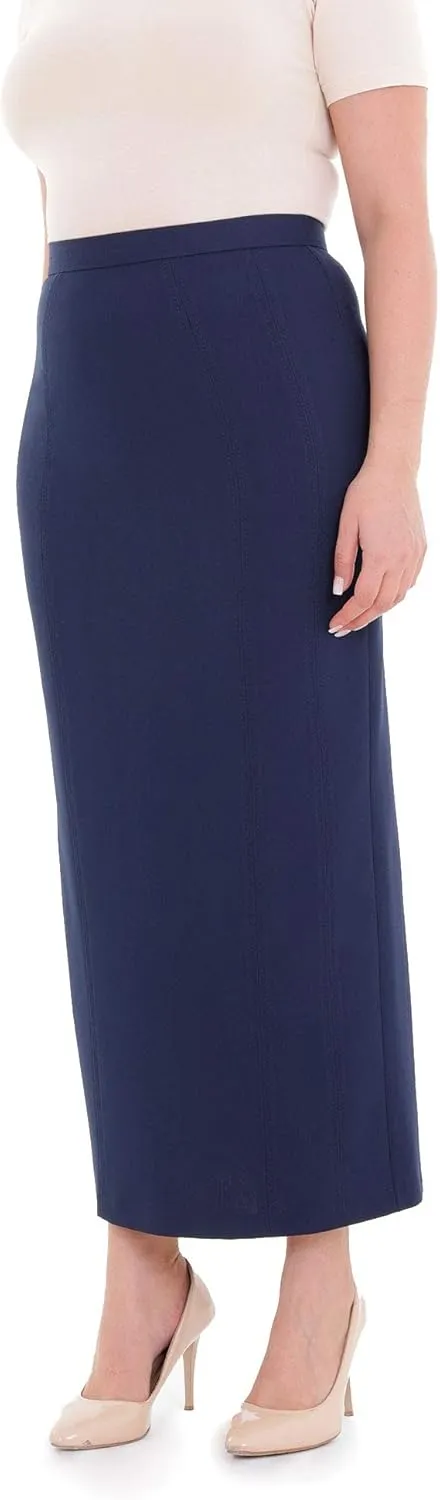 G-Line Women's Maxi Pencil Skirts Kick Pleated on Back Side High Waist Elegant Business Long Dress Skirt Regular to Plus Size