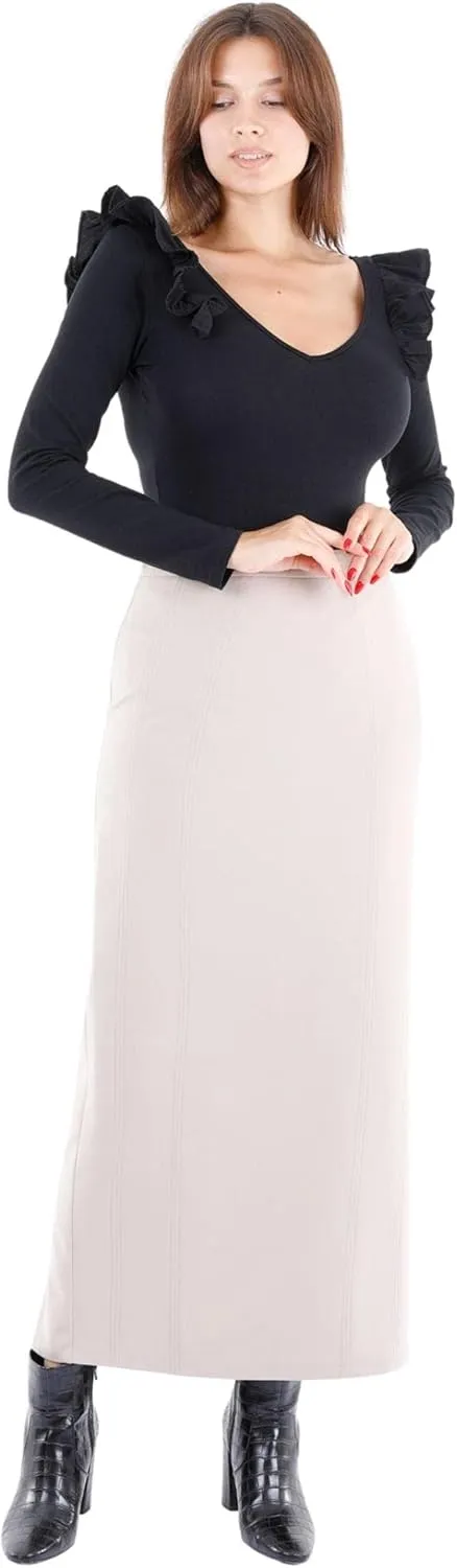 G-Line Women's Maxi Pencil Skirts Kick Pleated on Back Side High Waist Elegant Business Long Dress Skirt Regular to Plus Size