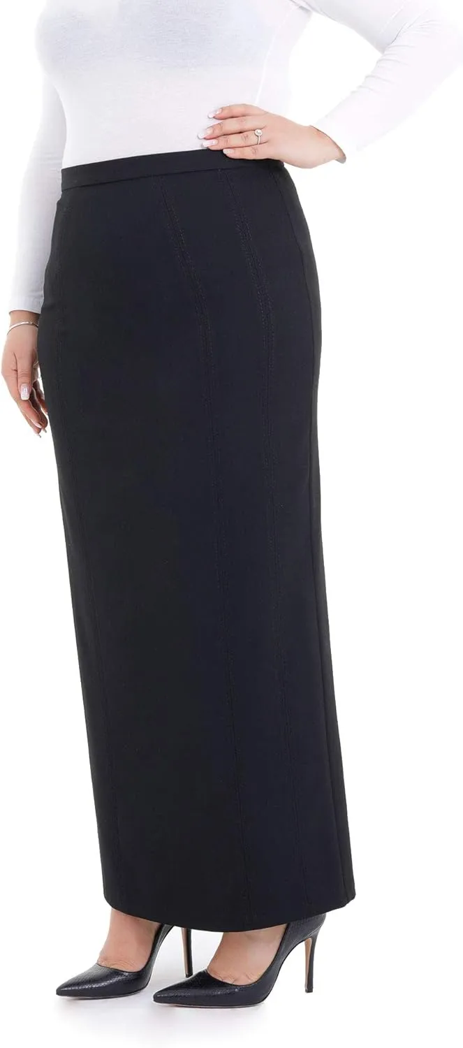 G-Line Women's Maxi Pencil Skirts Kick Pleated on Back Side High Waist Elegant Business Long Dress Skirt Regular to Plus Size