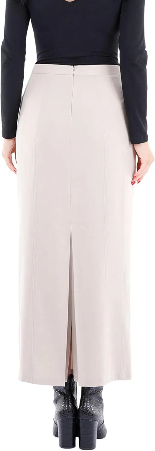 G-Line Women's Maxi Pencil Skirts Kick Pleated on Back Side High Waist Elegant Business Long Dress Skirt Regular to Plus Size