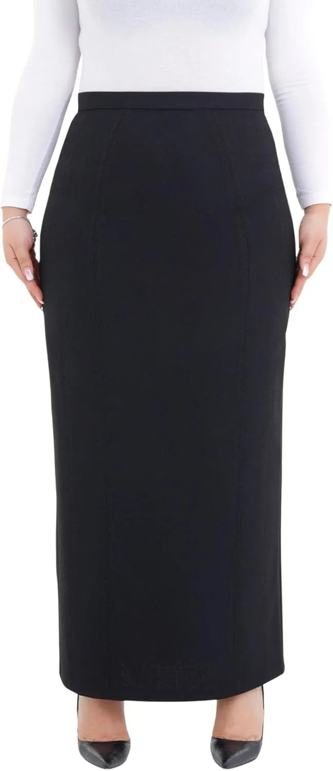 G-Line Women's Maxi Pencil Skirts Kick Pleated on Back Side High Waist Elegant Business Long Dress Skirt Regular to Plus Size