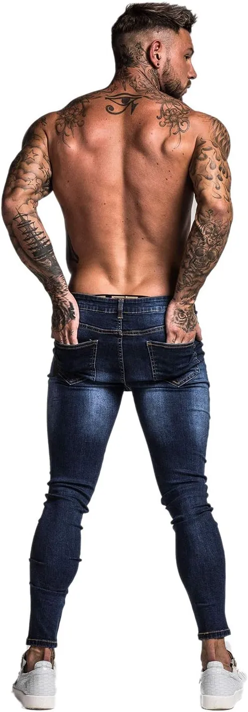 GINGTTO Men's Skinny Jeans Stretch Ripped Tapered Leg