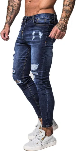 GINGTTO Men's Skinny Jeans Stretch Ripped Tapered Leg