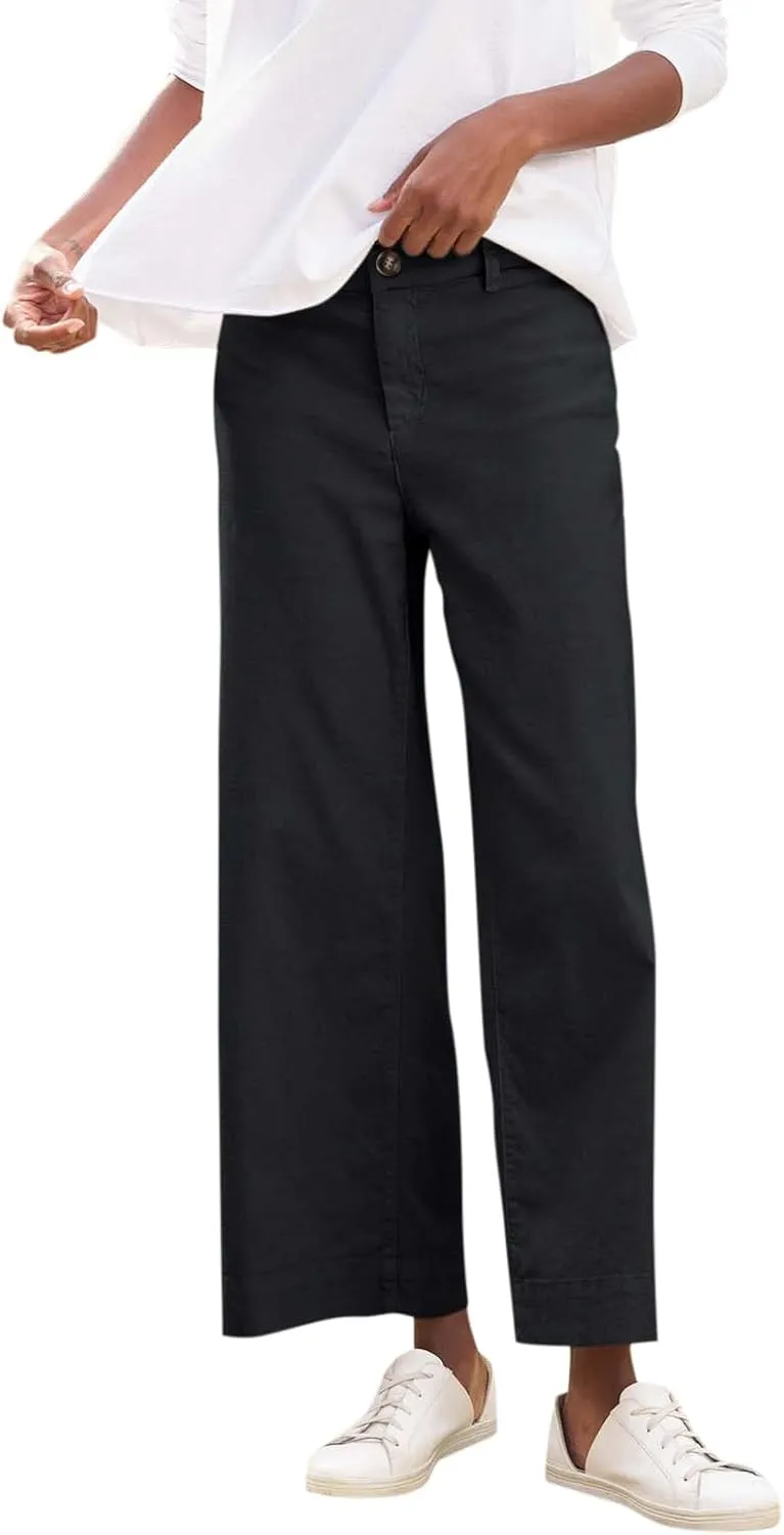 GOFULY Linen Pants for Women Casual Wide Straight Leg High Rise Casual Palazzo Pants 2025 Summer Solid Trousers with Pockets