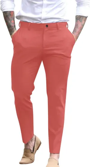 GOKKILRW Mens Slim Fit Dress Tapered Leg Pants Casual Business Office Work Pants Comfy Flat-Front Stretch Chino Golf Trousers