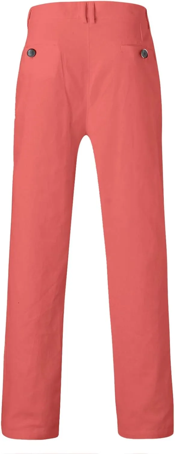 GOKKILRW Mens Slim Fit Dress Tapered Leg Pants Casual Business Office Work Pants Comfy Flat-Front Stretch Chino Golf Trousers