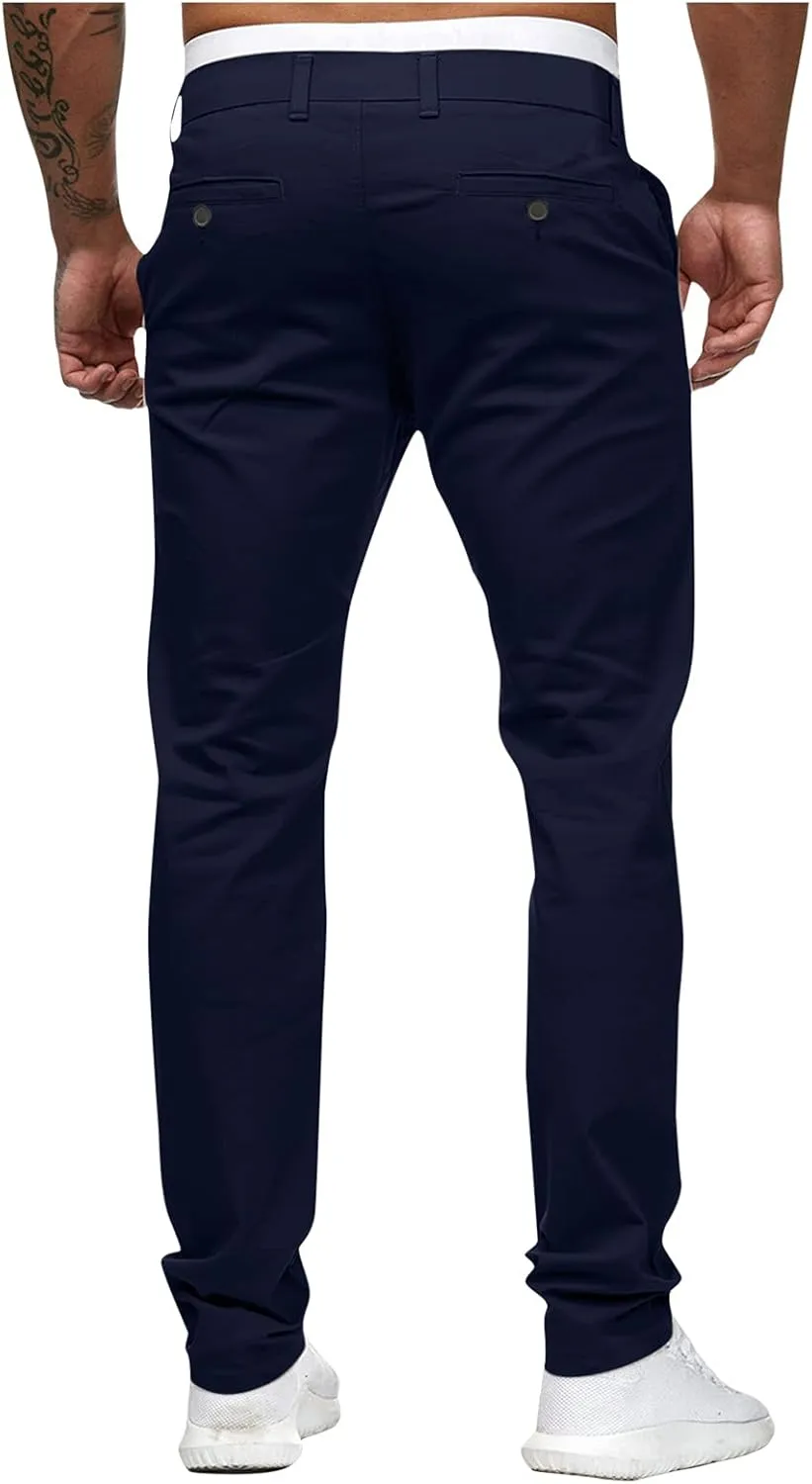 GOKKILRW Mens Slim Fit Golf Work Pants Flat-Front Stretch Chino Pants Casual Skinny Dress Pants Tapered Hiking Travel Pants