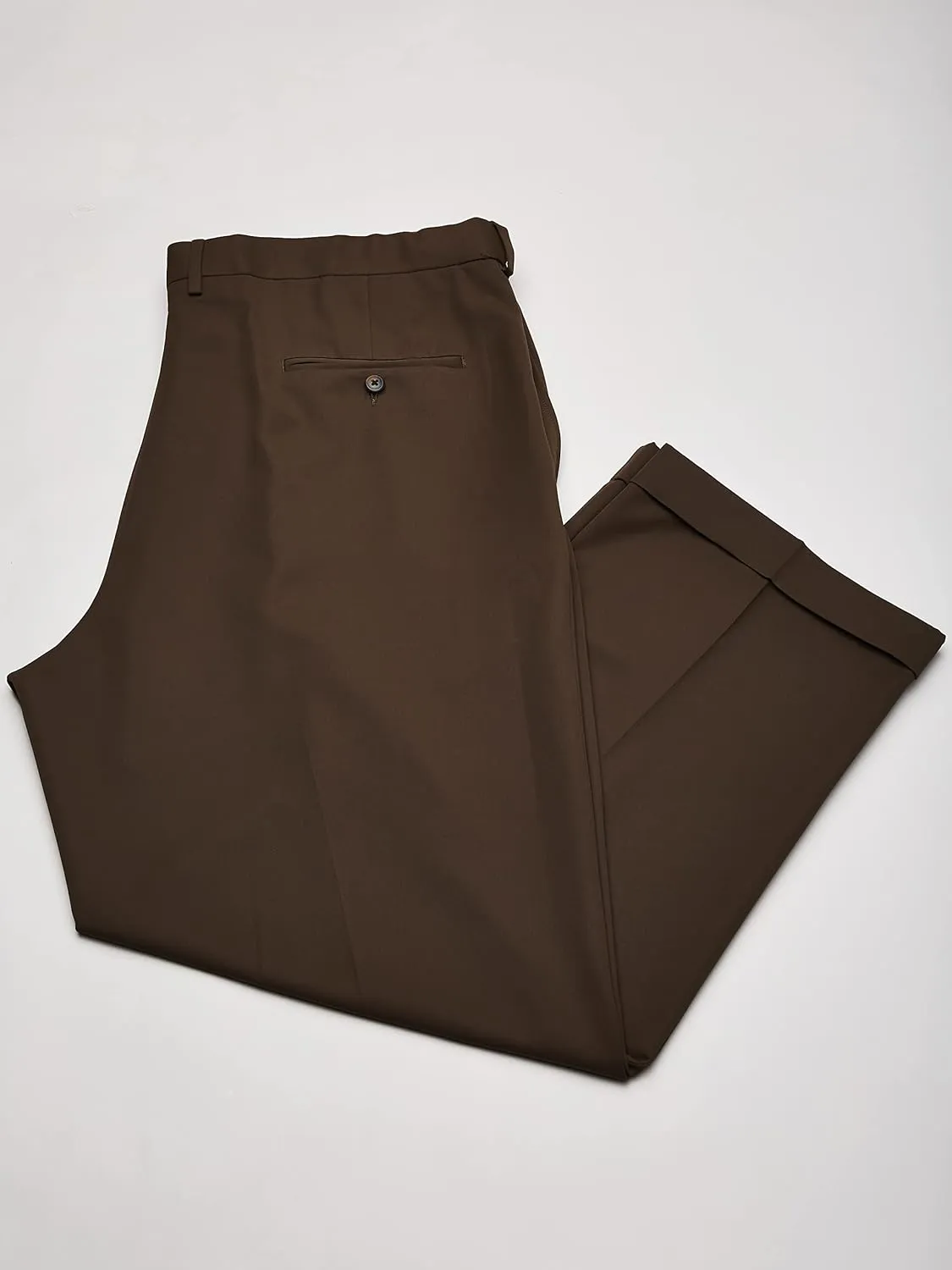 Haggar Mens Hidden Expandable Waistband Classic Fit Pleated Front Gabardine Dress Pant