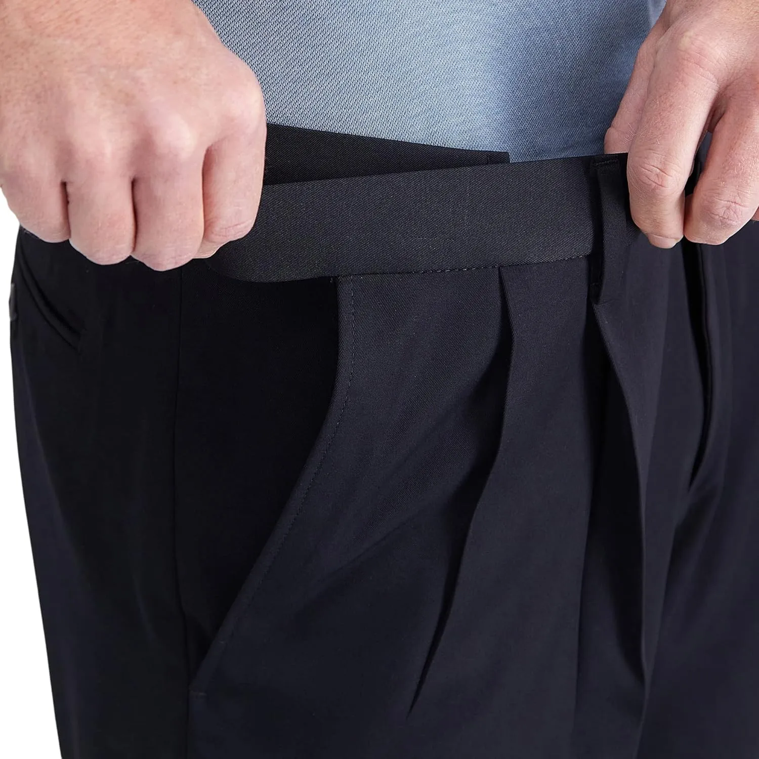 Haggar Mens Hidden Expandable Waistband Classic Fit Pleated Front Gabardine Dress Pant