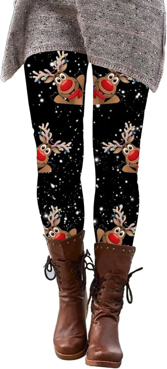 Halloween Leggings Pants for Women Elastic High Waist Yoga Pants Workout Pumpkins Ghost Print Slim Fit Lounge Pants
