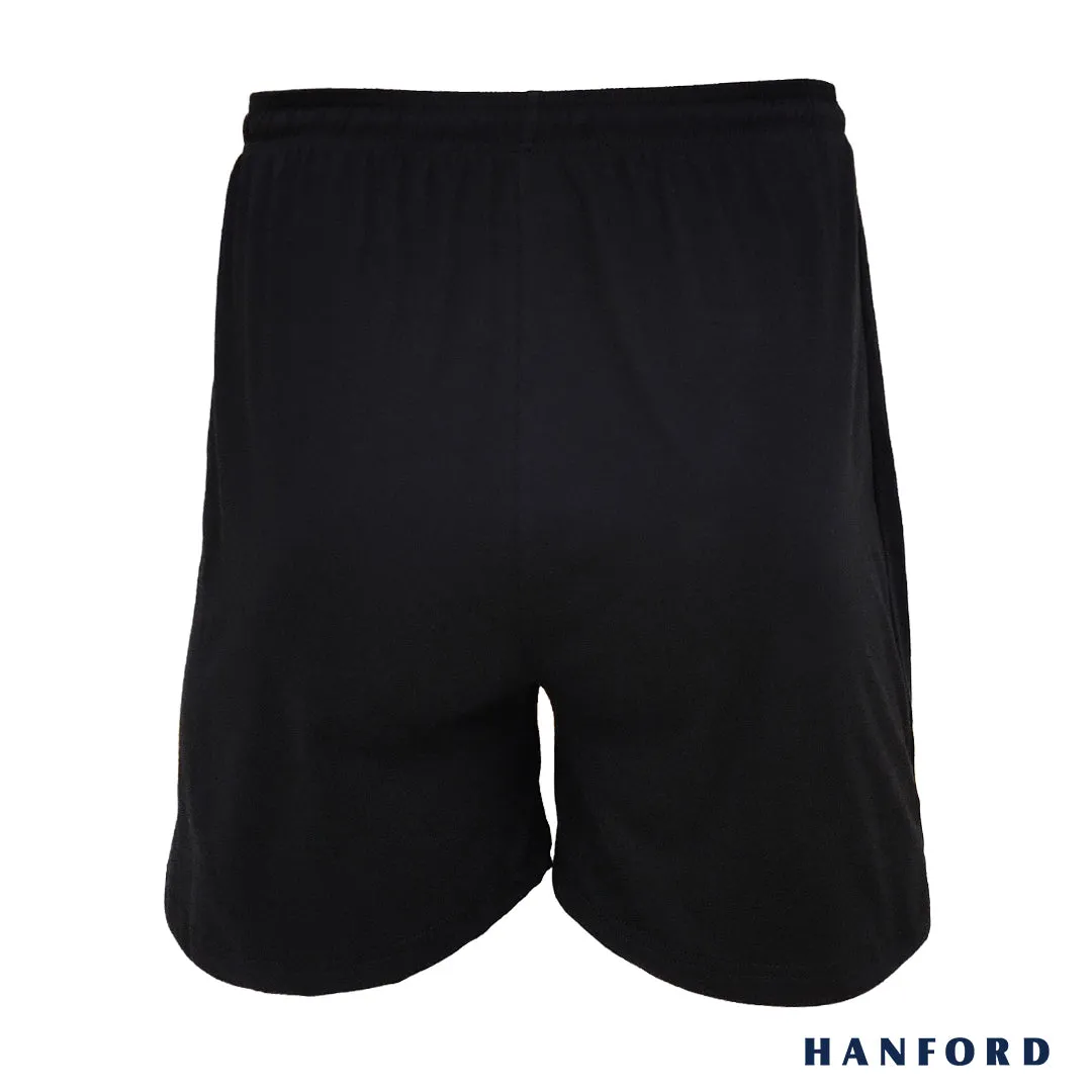 Hanford Men Premium Cotton Knit Lounge Sleep Drawstring Boxer Shorts Blaze - Black (Single Pack)