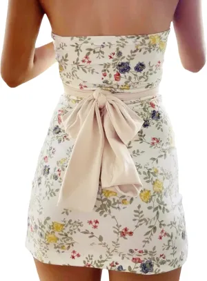 HengShunRui Women Y2k Mini Tube Dress Sexy Strapless Bodycon Party Dresses