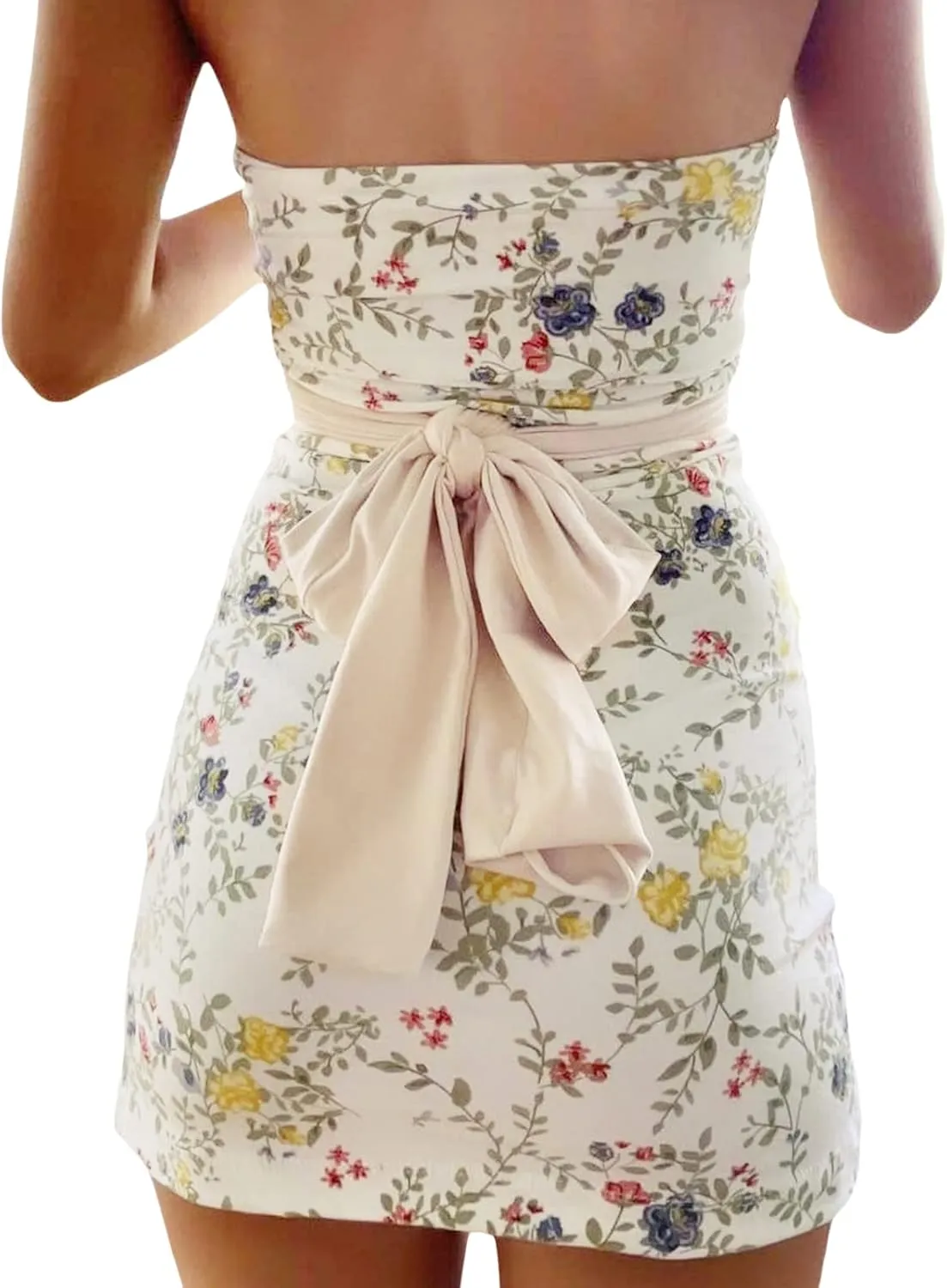 HengShunRui Women Y2k Mini Tube Dress Sexy Strapless Bodycon Party Dresses
