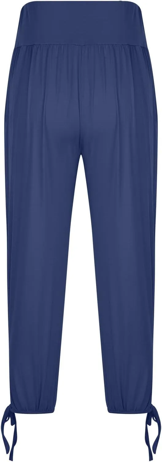 High Waist Capri Yoga Pants for Women Dressy Casual Tummy Control Crop Lounge Trousers Loose Comfy Workout Sweatpants