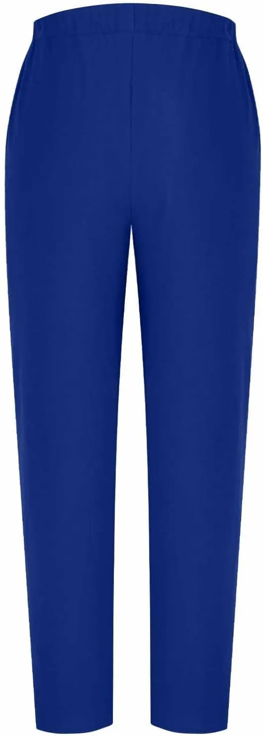High Waisted Pants for Women Casual Linen Slacks Loose Wide Leg Trousers Side Button Elastic Waist Straight Pants