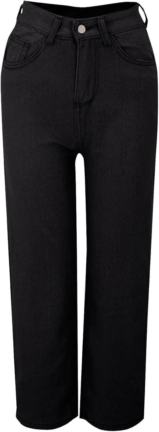 Hight Waisted Jeans for Women Trendy Casual Wide Leg Denim Sweatpants Plus Size Straight Leg Loose Fit Comfy Pants