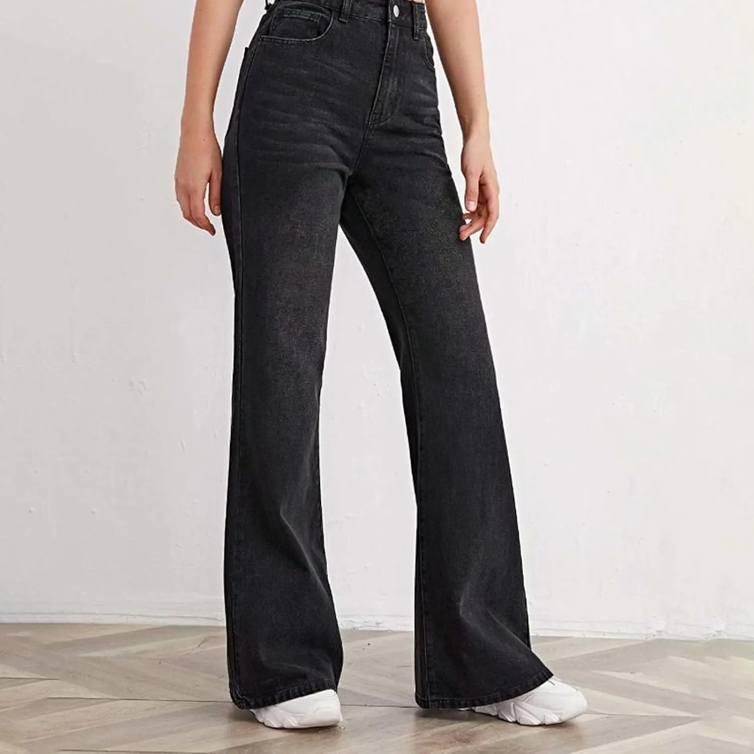 Hight Waisted Jeans for Women Trendy Casual Wide Leg Denim Sweatpants Plus Size Straight Leg Loose Fit Comfy Pants
