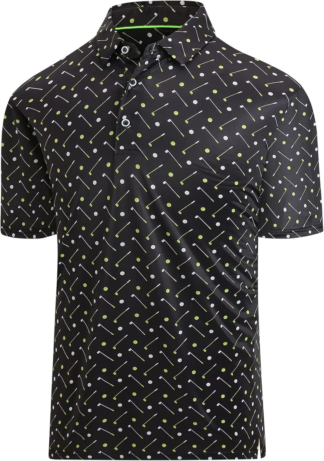 Hodaweisolp Golf Shirts for Men Dry Fit Print Moisture Wicking Performance Short Sleeve Polo Shirt