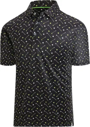Hodaweisolp Golf Shirts for Men Dry Fit Print Moisture Wicking Performance Short Sleeve Polo Shirt