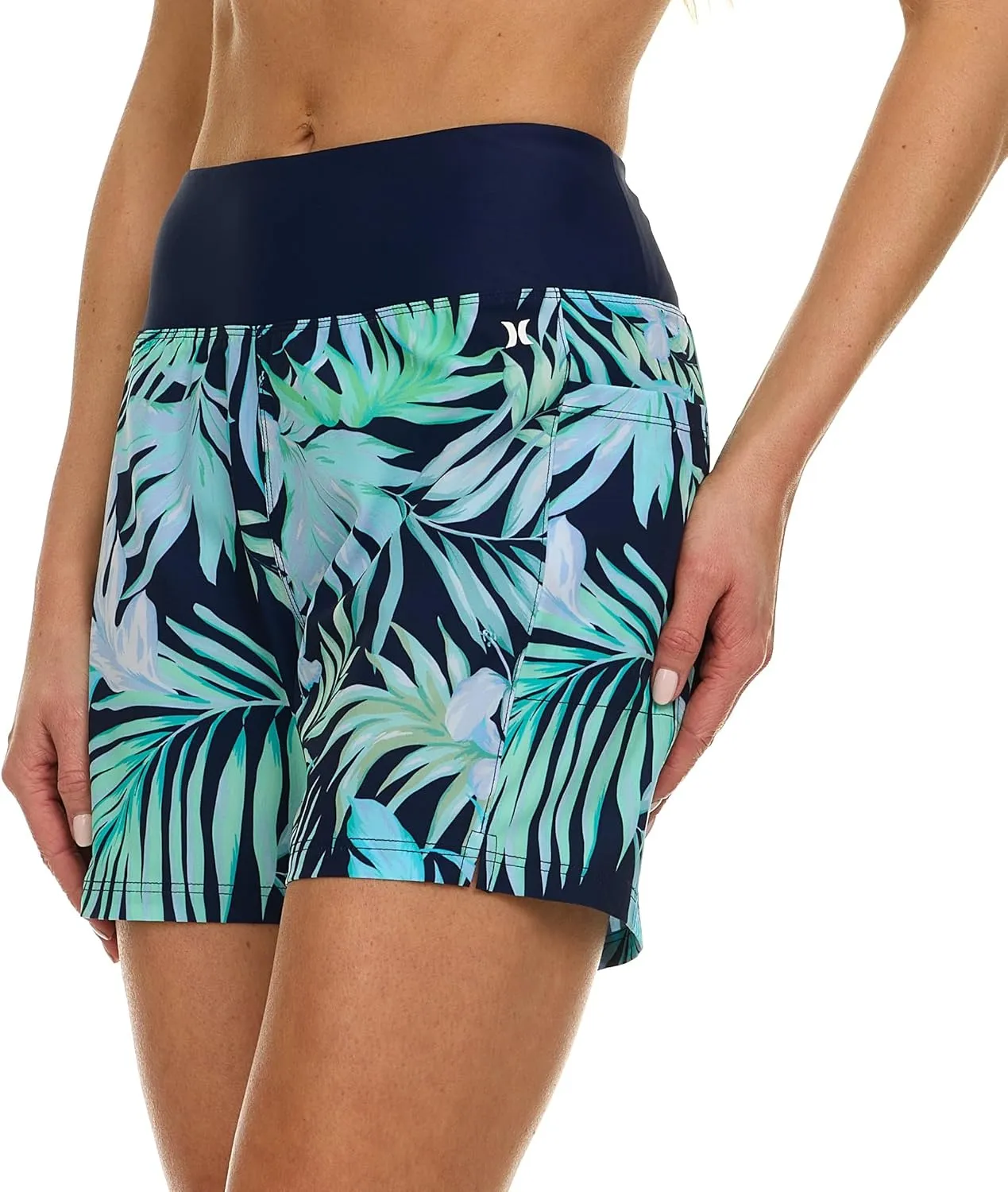 Hurley 5"/7" High Waisted Swim Shorts Women, Board Shorts with Pockets & Inner Liner, Quick Dry Swim Trunk, UPF 50 