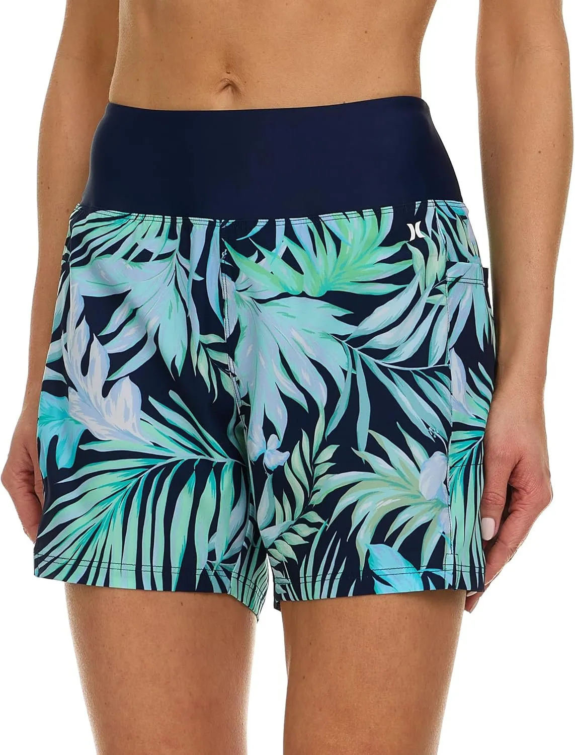 Hurley 5"/7" High Waisted Swim Shorts Women, Board Shorts with Pockets & Inner Liner, Quick Dry Swim Trunk, UPF 50 