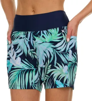 Hurley 5"/7" High Waisted Swim Shorts Women, Board Shorts with Pockets & Inner Liner, Quick Dry Swim Trunk, UPF 50 