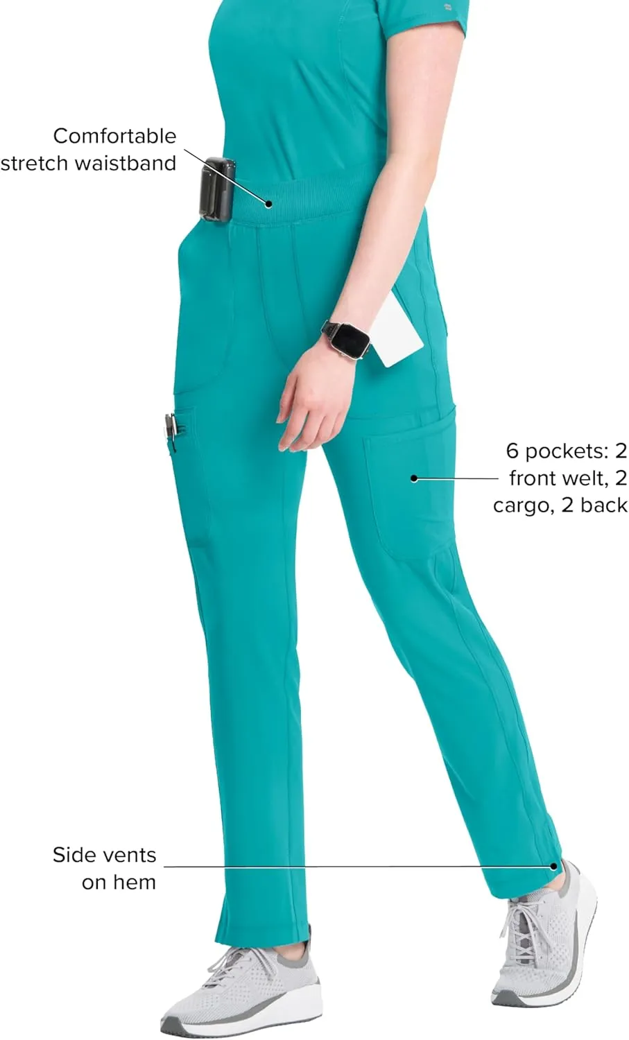 Infinity Cherokee Women's Scrub Pant Mid Rise Tapered Leg Pull-on Bottom with Moisture Wicking & 360 Stretch Fabric CK065A
