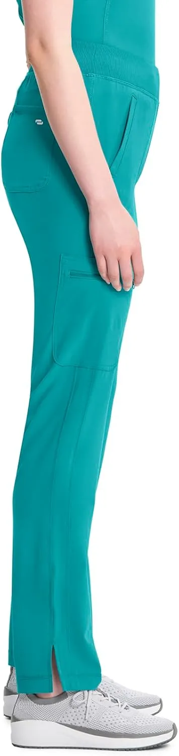 Infinity Cherokee Women's Scrub Pant Mid Rise Tapered Leg Pull-on Bottom with Moisture Wicking & 360 Stretch Fabric CK065A