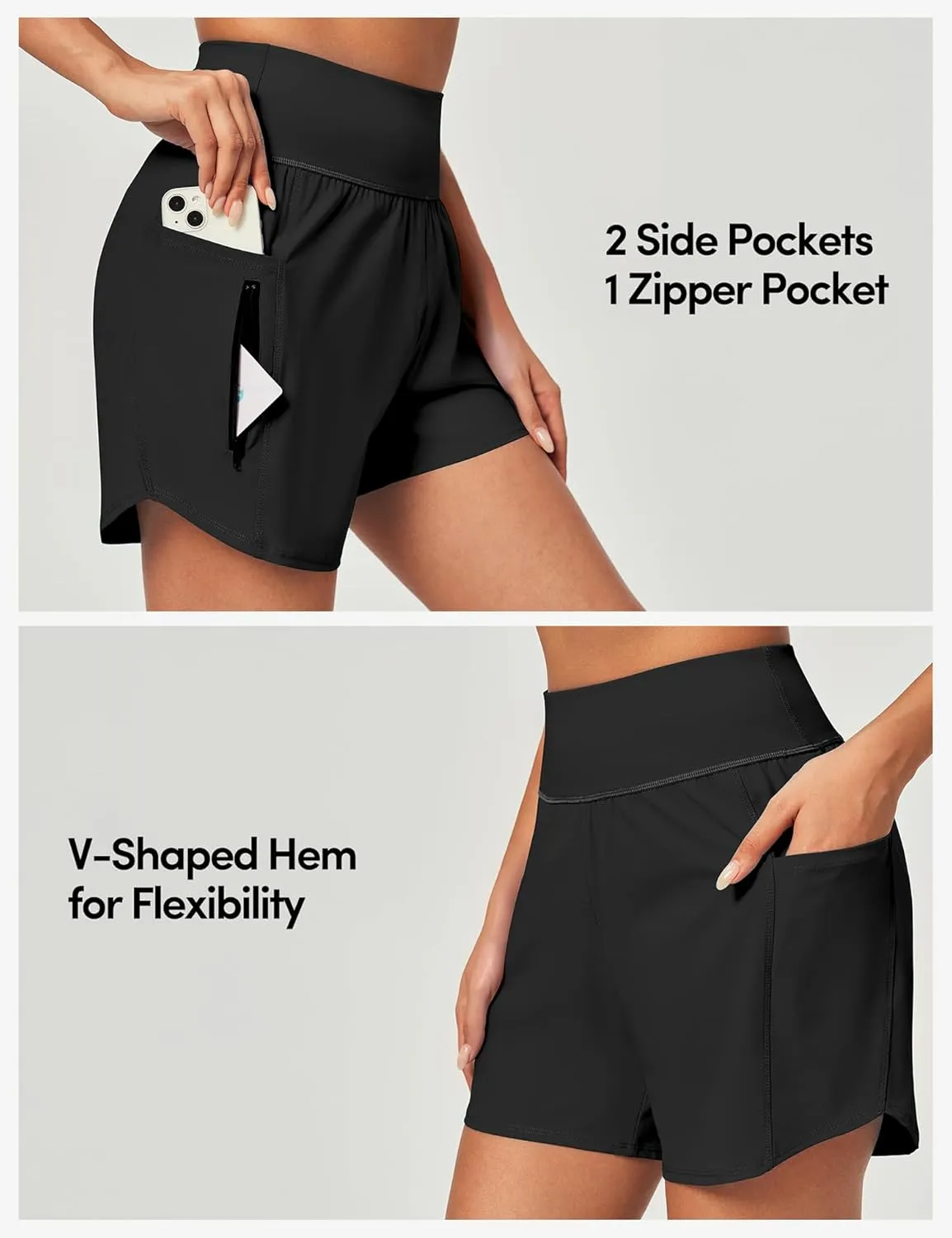 IUGA 5'' Swim Board Shorts Women High Waisted Beach Shorts for Women Quick Dry UPF 50  Swimsuit Bottoms with Liner