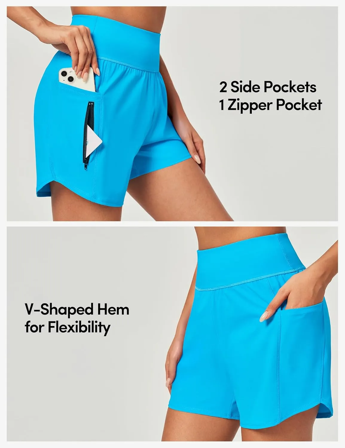IUGA 5'' Swim Board Shorts Women High Waisted Beach Shorts for Women Quick Dry UPF 50  Swimsuit Bottoms with Liner