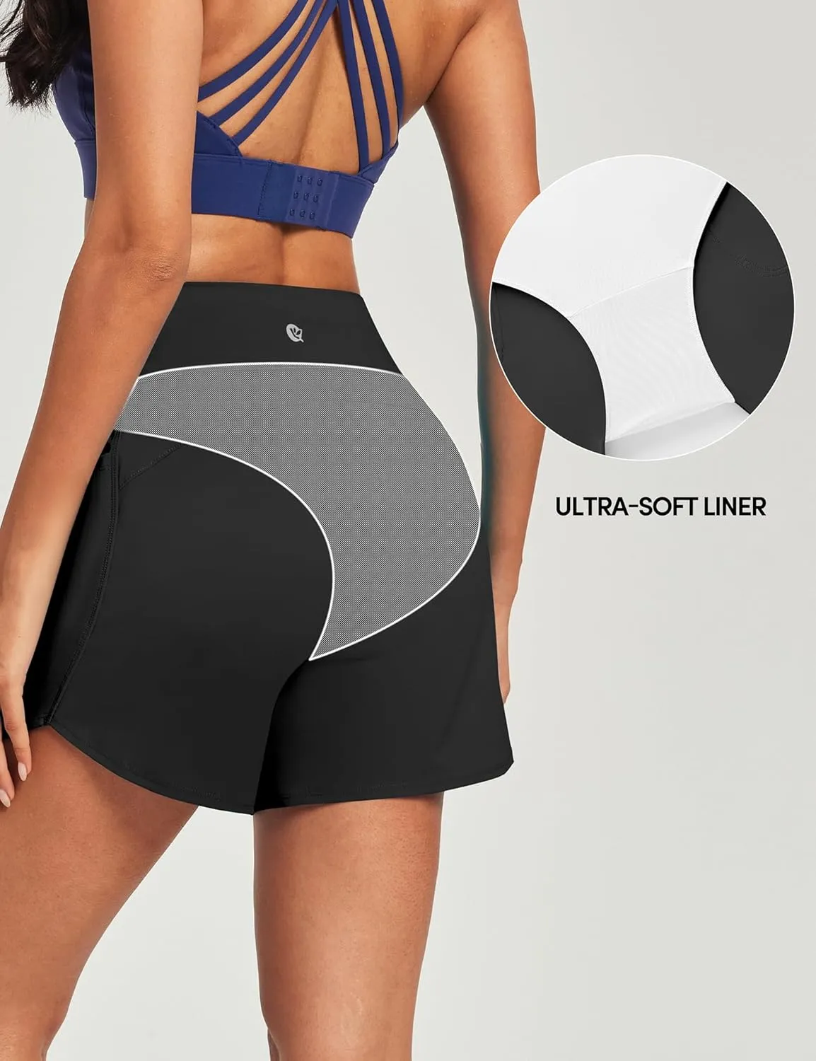 IUGA 5'' Swim Board Shorts Women High Waisted Beach Shorts for Women Quick Dry UPF 50  Swimsuit Bottoms with Liner