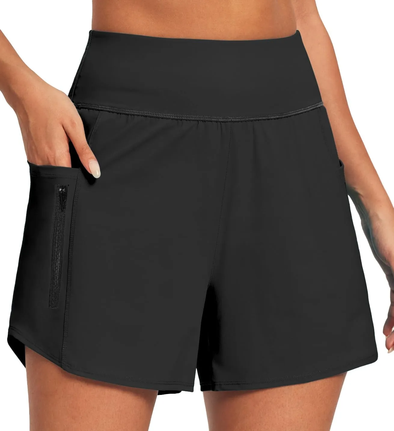 IUGA 5'' Swim Board Shorts Women High Waisted Beach Shorts for Women Quick Dry UPF 50  Swimsuit Bottoms with Liner