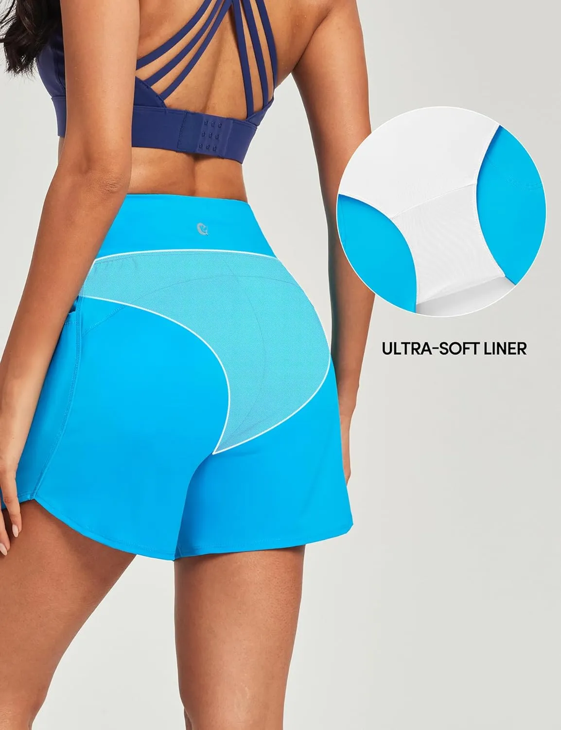 IUGA 5'' Swim Board Shorts Women High Waisted Beach Shorts for Women Quick Dry UPF 50  Swimsuit Bottoms with Liner