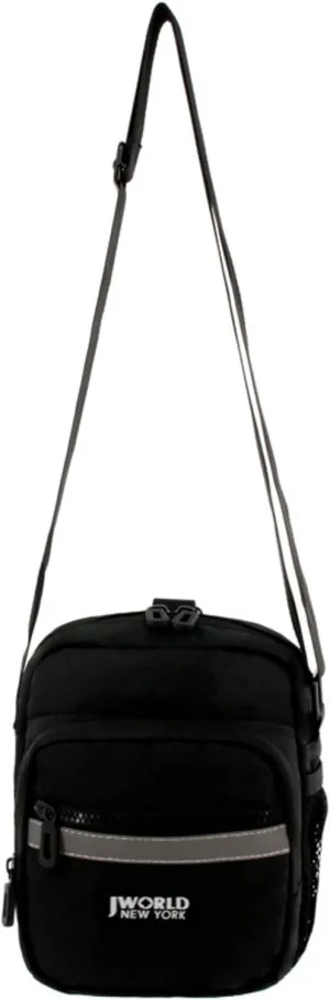 J World New York Crux Mens Crossbody Bag. Small Messenger Purse for Women, Black