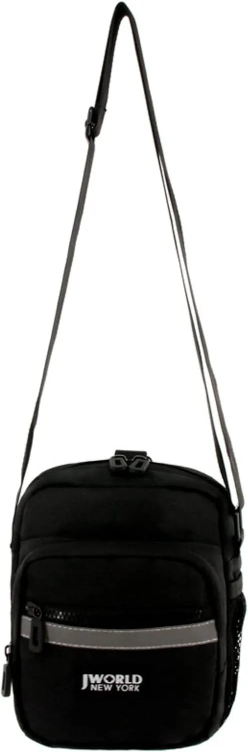 J World New York Crux Mens Crossbody Bag. Small Messenger Purse for Women, Black
