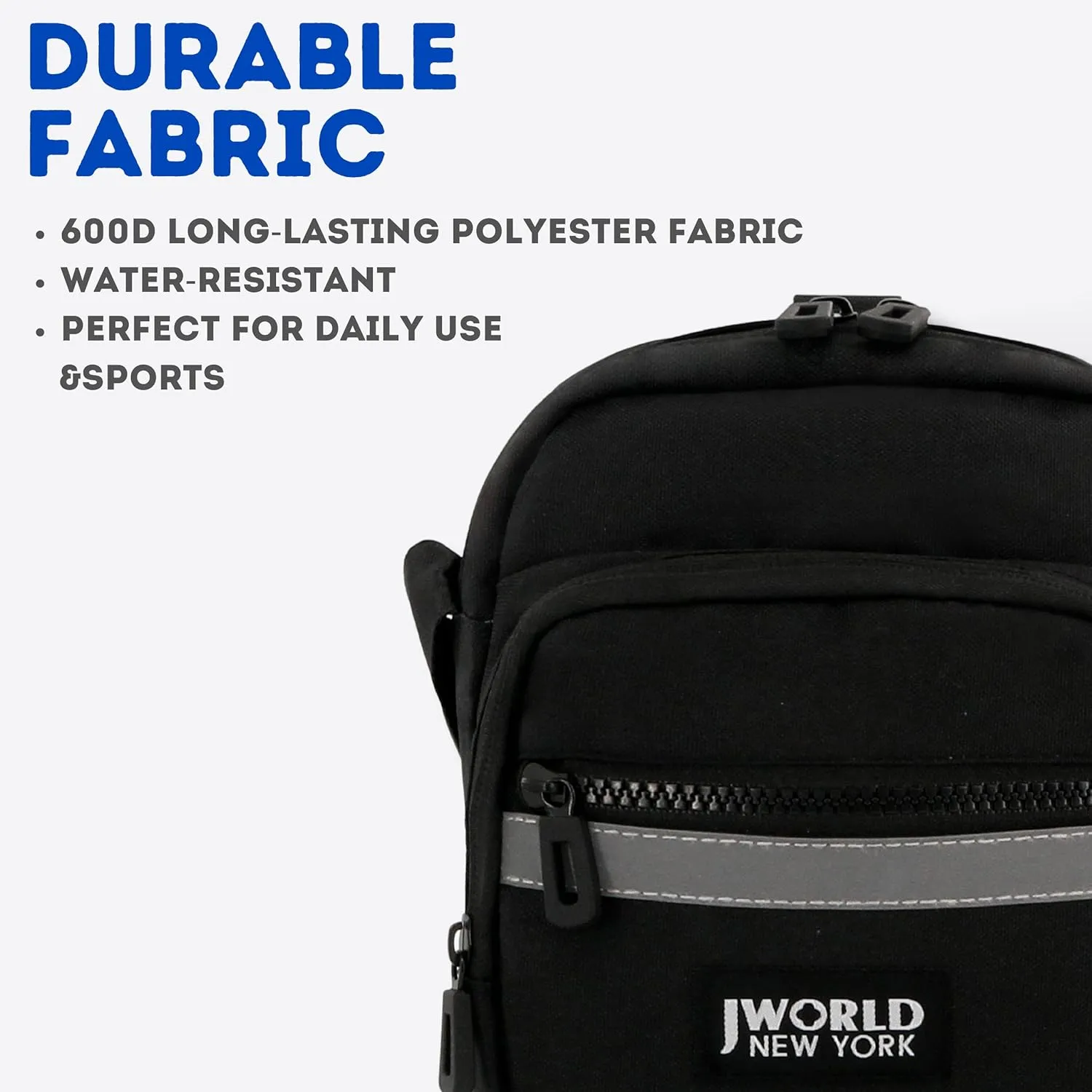 J World New York Crux Mens Crossbody Bag. Small Messenger Purse for Women, Black