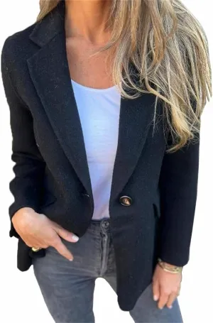 Kinghua Wool Coats for Women Trench Coat Long Sleeve Blazers for Work Casual Fall Winter Peacoat