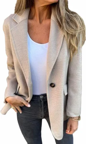 Kinghua Wool Coats for Women Trench Coat Long Sleeve Blazers for Work Casual Fall Winter Peacoat