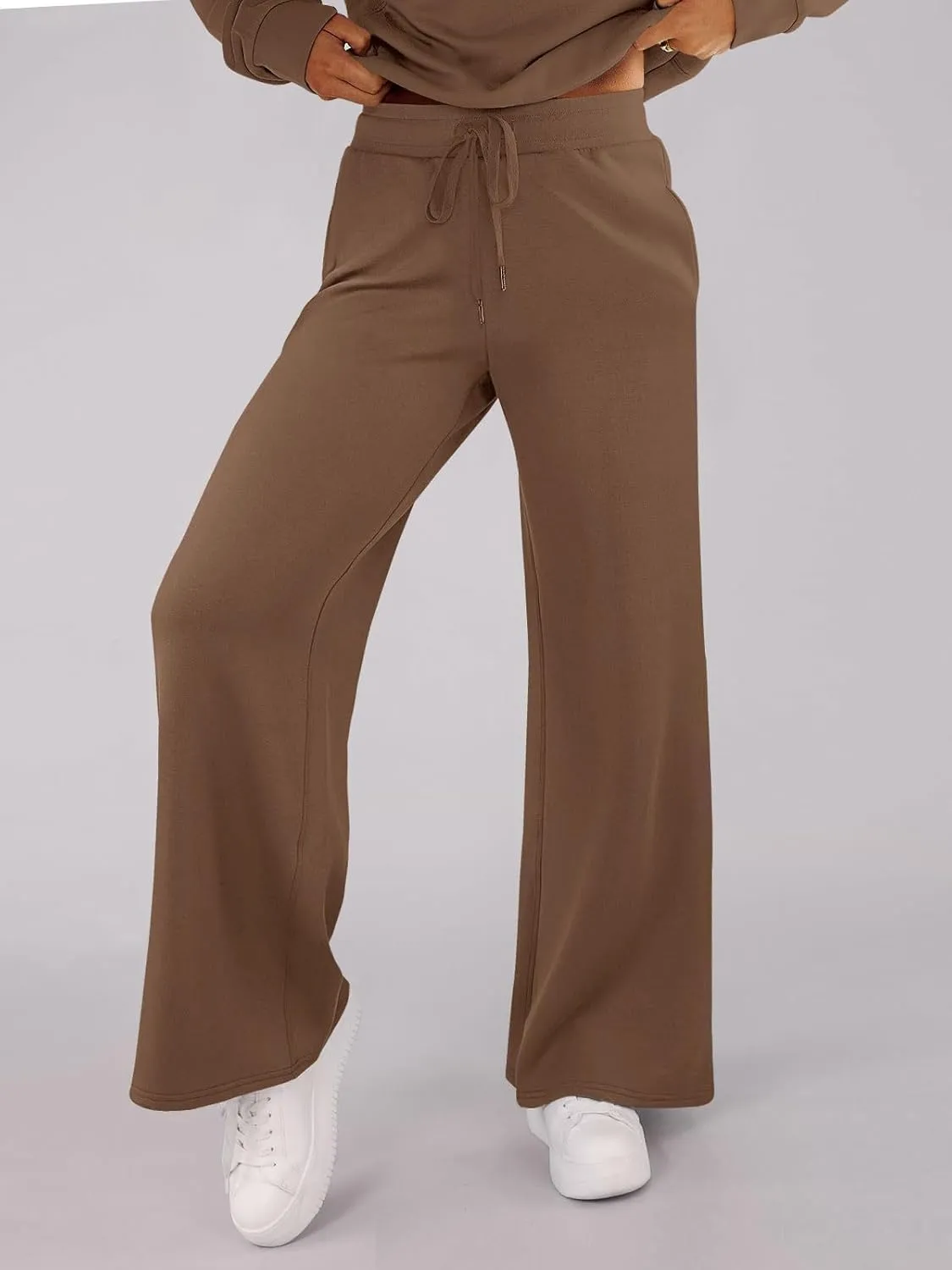 Kubbon Wide Leg Pants for Women High Waist Trousers Adjustable Knotted Comfy Loose Sweatpants Summer Casual Jogging Pants
