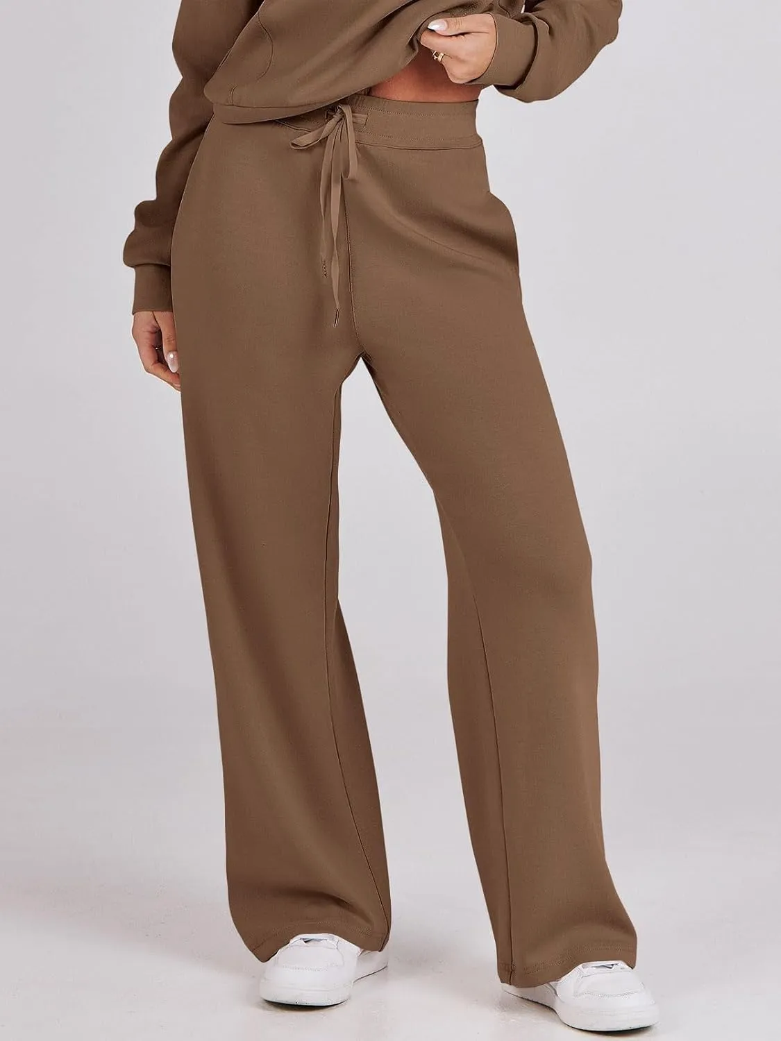 Kubbon Wide Leg Pants for Women High Waist Trousers Adjustable Knotted Comfy Loose Sweatpants Summer Casual Jogging Pants