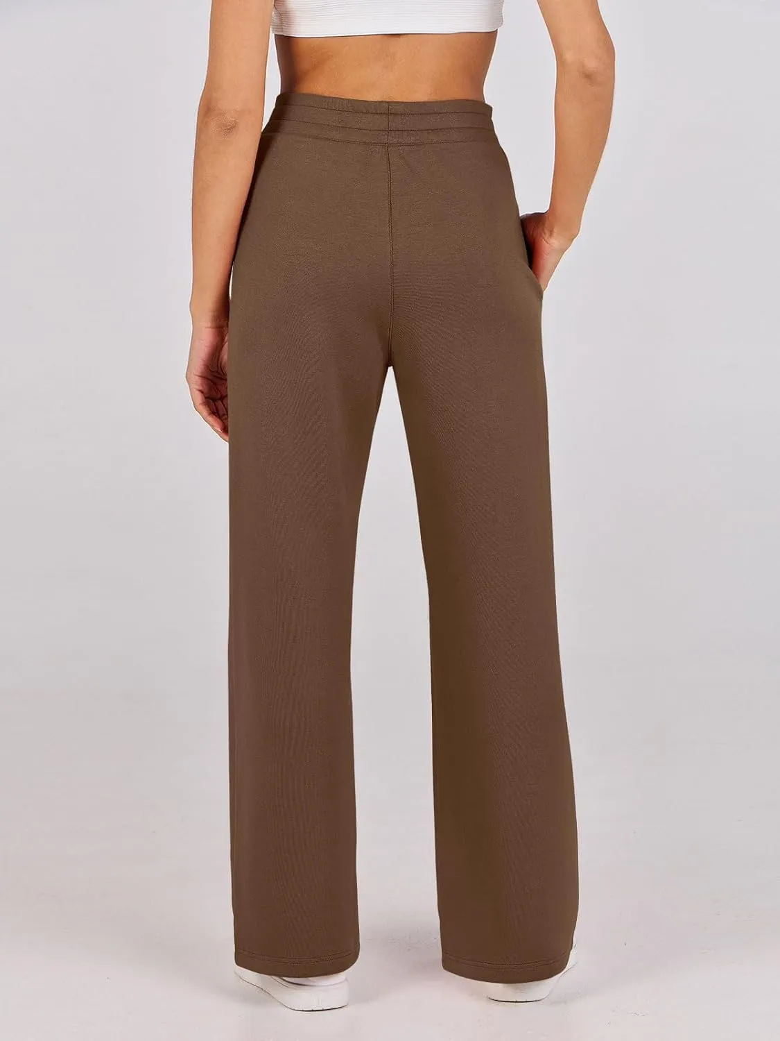 Kubbon Wide Leg Pants for Women High Waist Trousers Adjustable Knotted Comfy Loose Sweatpants Summer Casual Jogging Pants