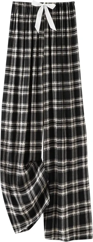 Lastesso Palazzo Pants for Women Fashion Floral Print Summer Lounge Trousers Bow-Knot High Waist Elastic Waistband Pants